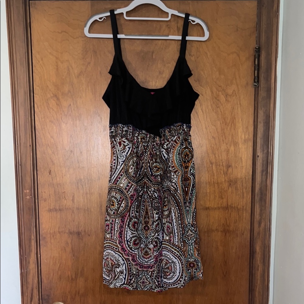 Pure Energy Black and Paisley Sleeveless Mini Sundress